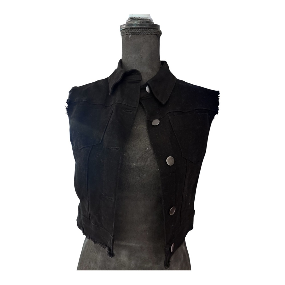 Dolls Kill Black Vest with Multicolor Mushroom Design - Picture 2 of 2